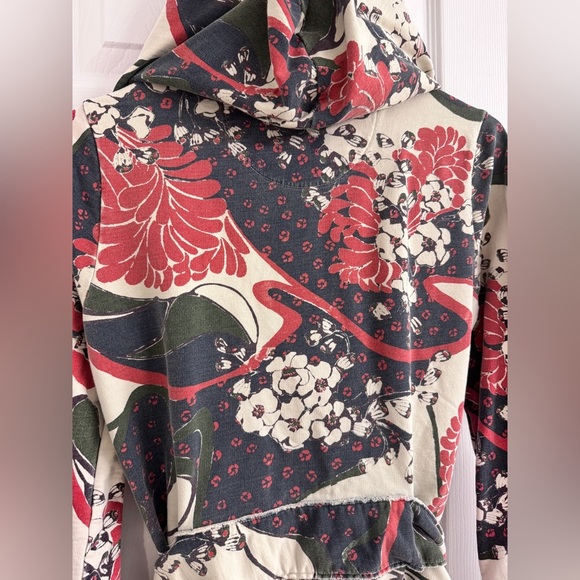 Lucky Brand Japanese Floral Belted Jacket With Hood - Cotton Size Medium - Picture 8 of 9